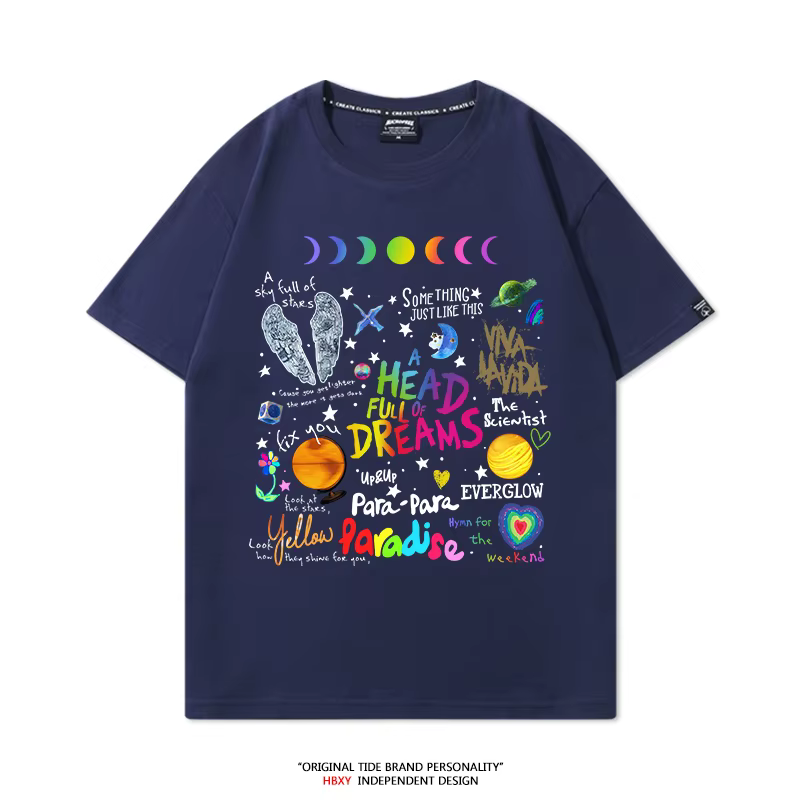 Coldplay Band Around coton T-shirt été nouveau homme et femme 2025 Concert Tour manches courtes vêtements tendance Rock haut ample