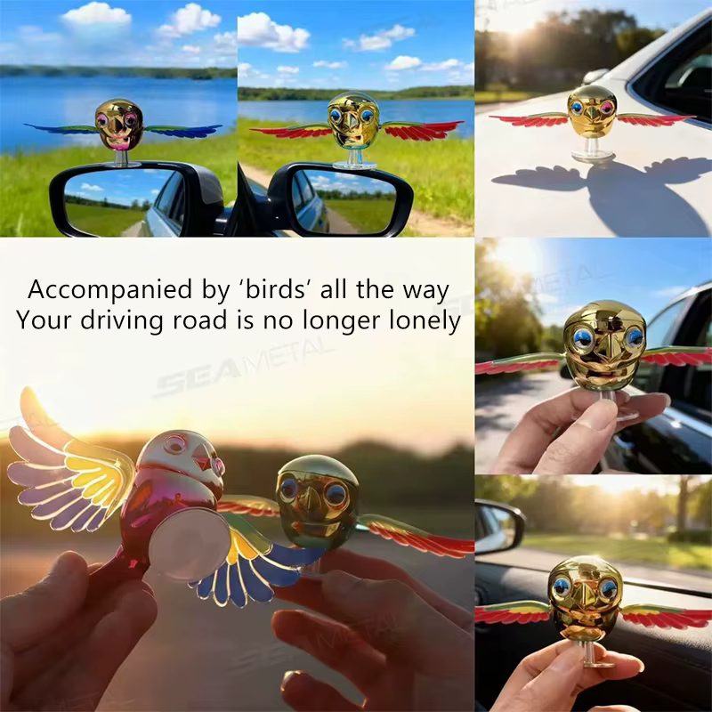 BLALION 2025 Nouvelle Décoration de Voiture Oiseau Volant Simulé, Aile Oscillante, Oiseau en Vol Alimenté par le Vent, Décoration pour Voiture, Moto, Vélo