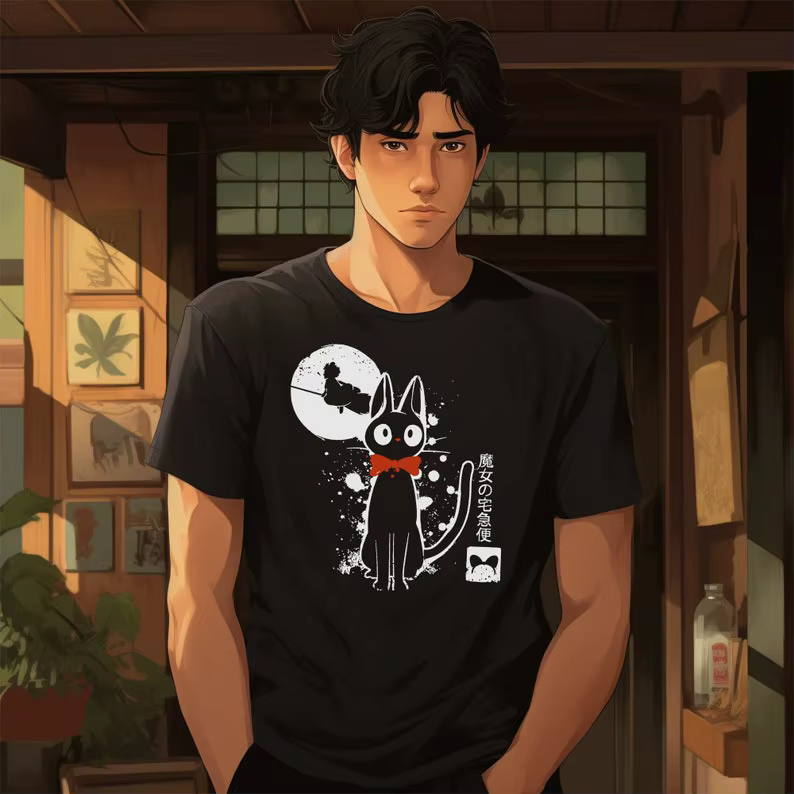 T-shirt Kiki Cat encré