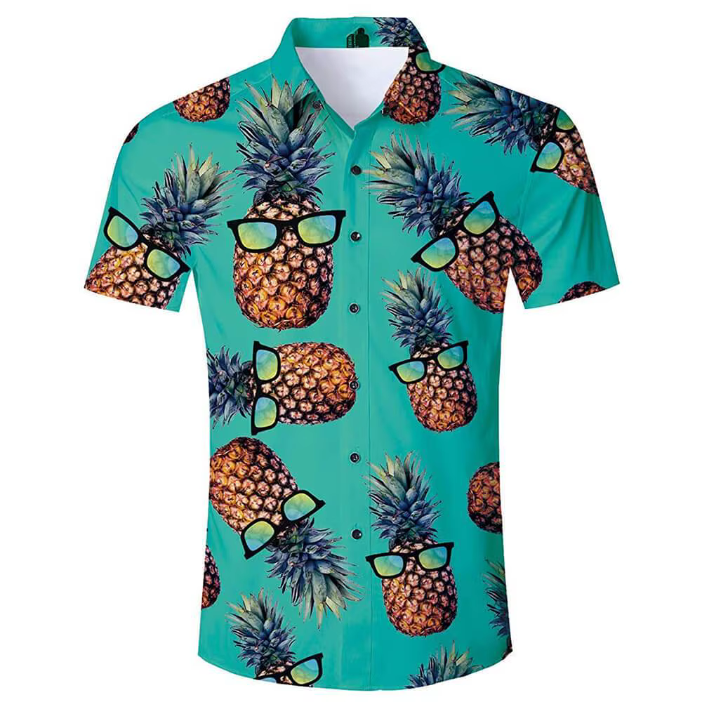 Chemises ananas drôles impression 3d chemisier de plage pour hommes revers de vocation Camisas hawaïennes vêtements boutonné