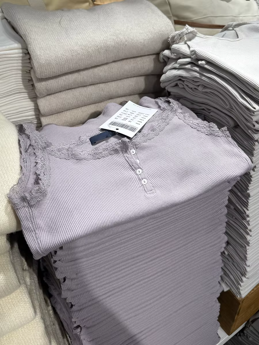Débardeur côtelé violet en dentelle pour femmes