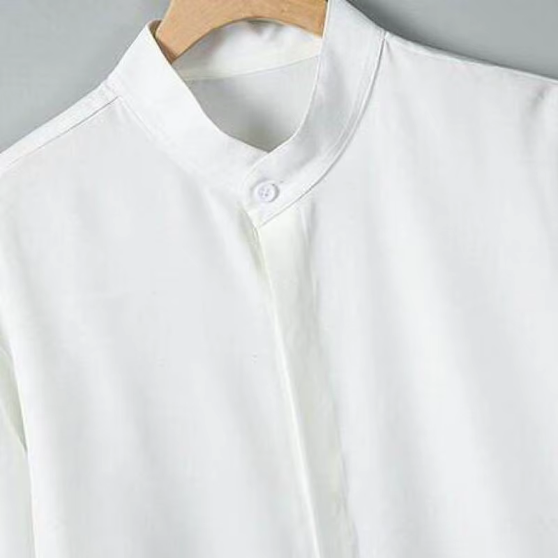 Chemise d'été à manches courtes et col Mandarin pour hommes