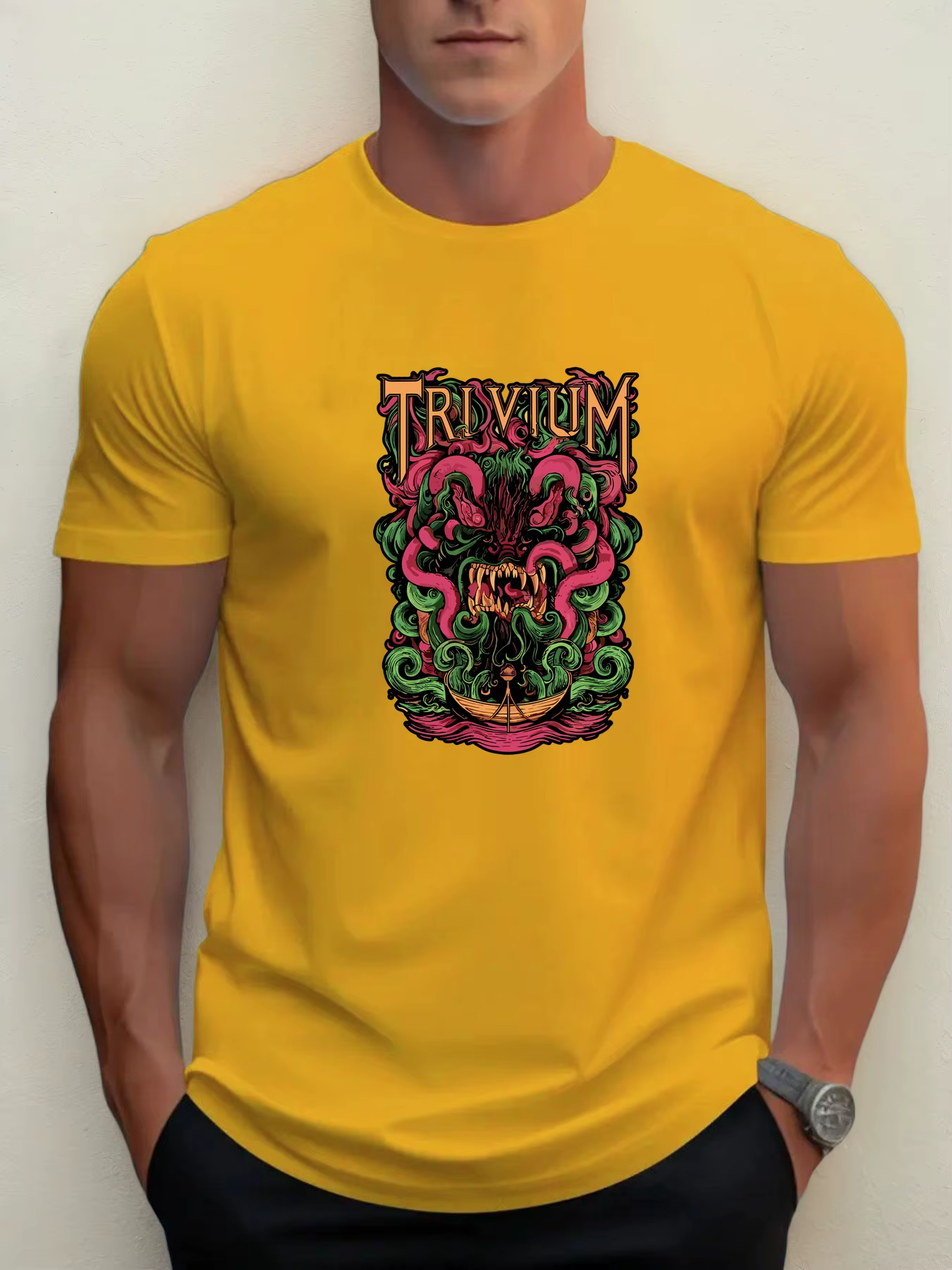 T-shirts pour hommes trivia monster 100 % coton impression graphique été t-shirt col rond décontracté respirant style de rue haut quotidien