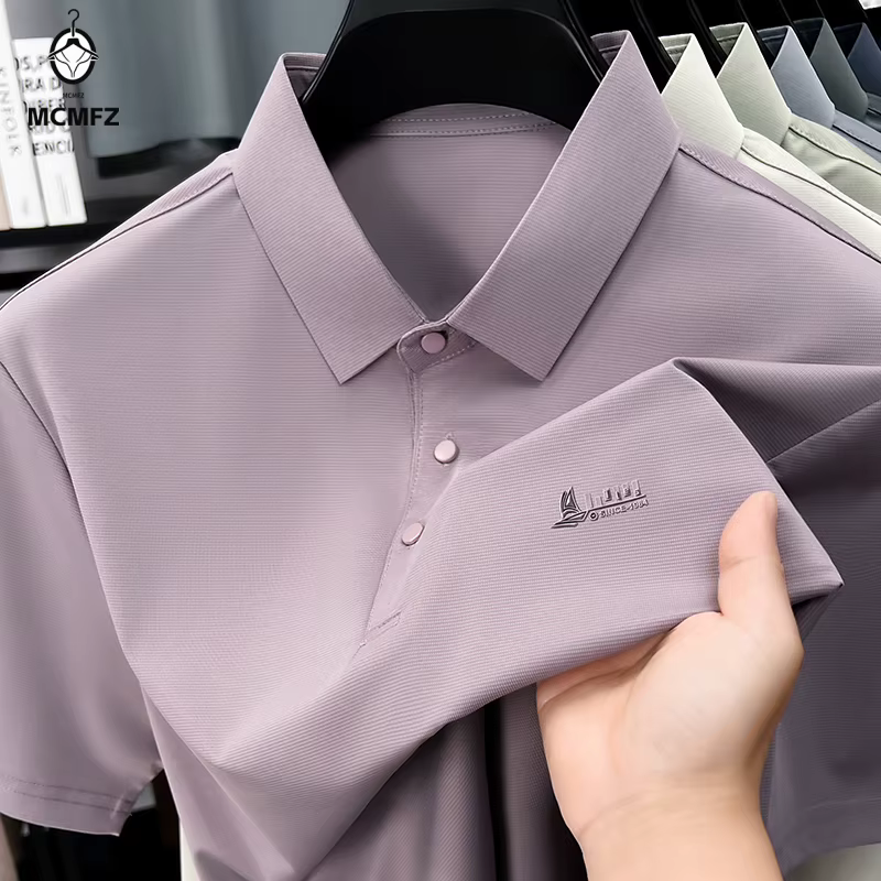 Polo décontracté pour hommes, t-shirt à manches courtes, hauts élastiques pour le travail, le bureau, la tenue quotidienne, chemisier d'été respirant