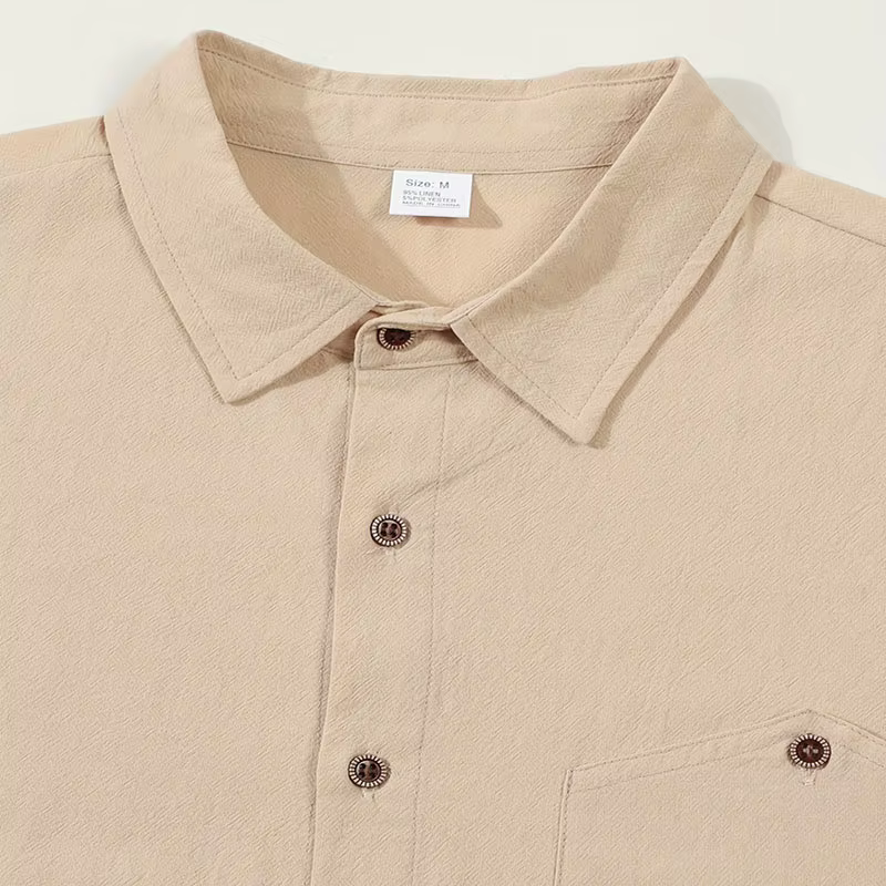 Chemise à manches courtes en lin mélangé pour homme