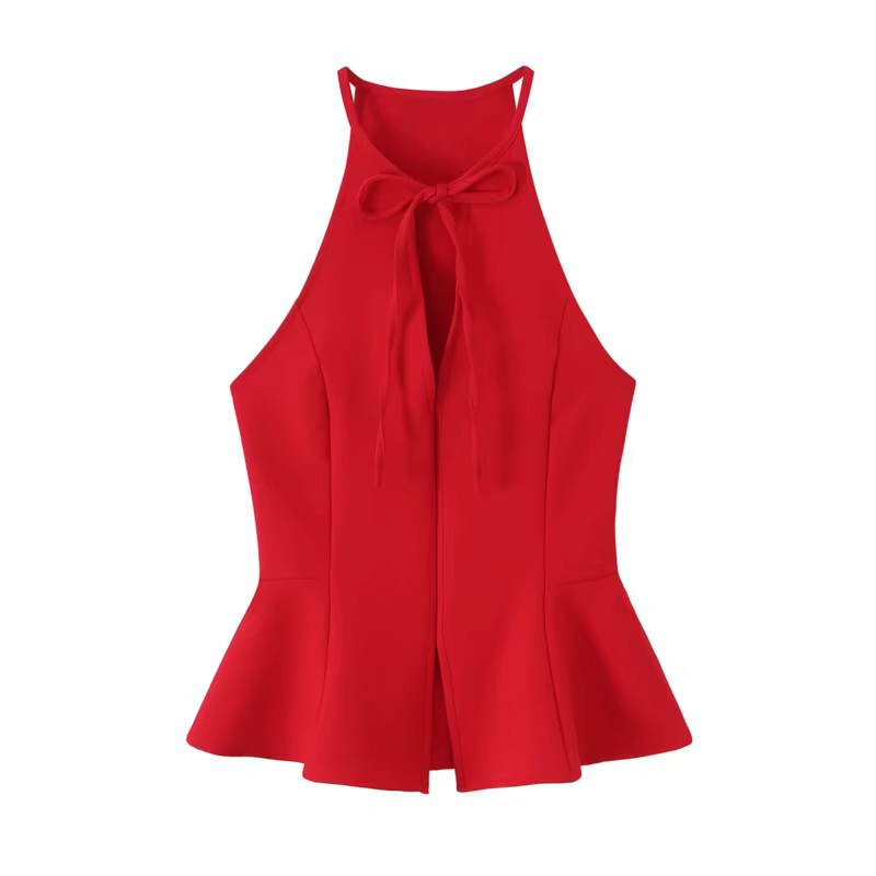 Haut Peplum Femme HipSeam avec Nœud – Nouvelle Collection Été 2026 – Camisole Halter Chic