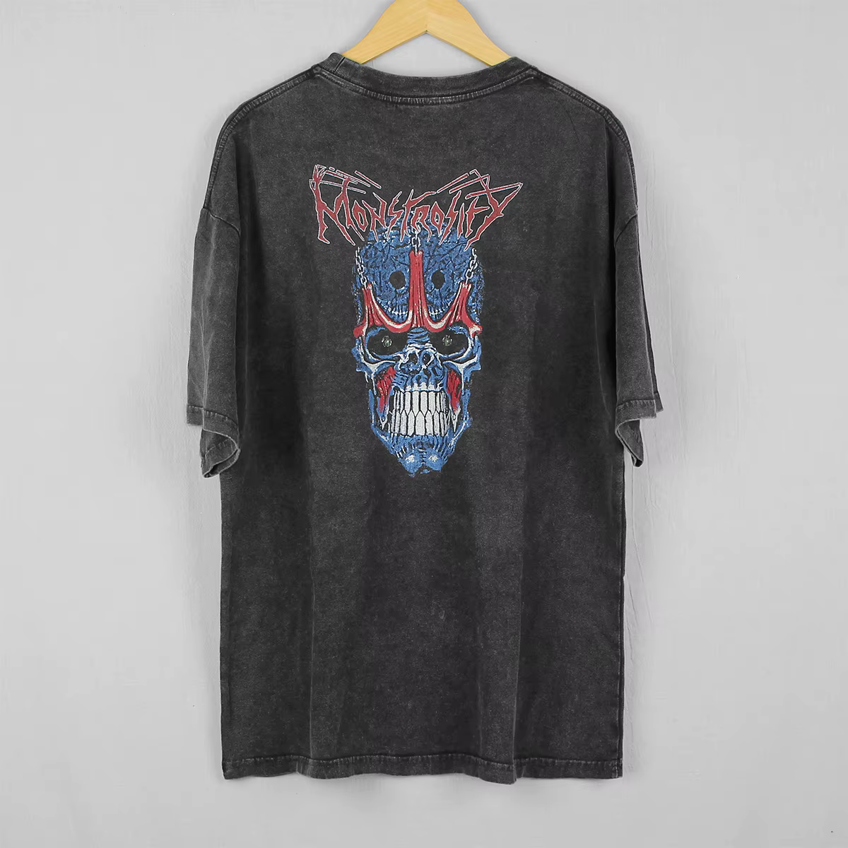 Monstrosity T-Shirt 80S Death Metal Malevolent Creation lavé ample épaule tombante rétro coton manches courtes chemise