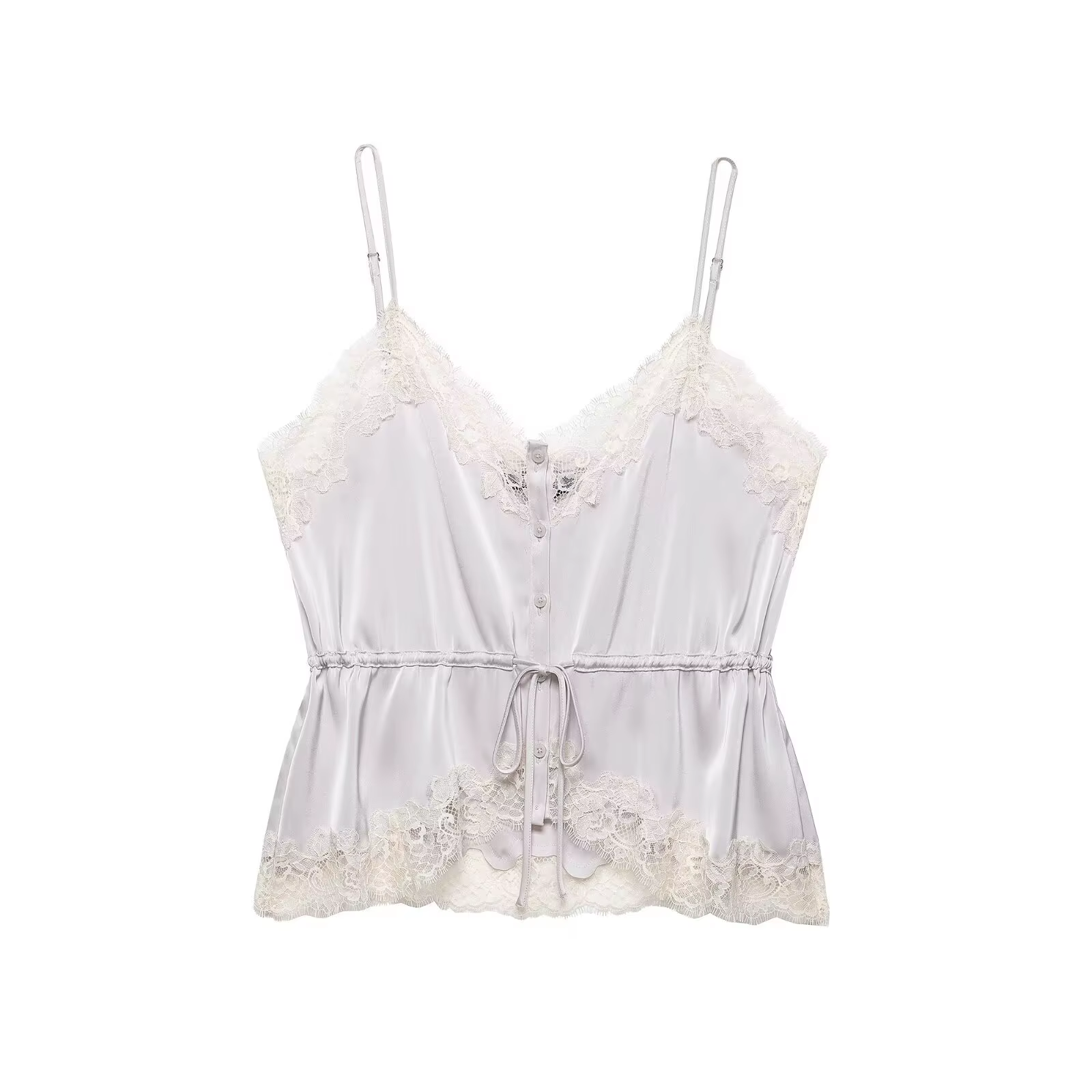 Débardeur en satin patchwork dentelle pour femme