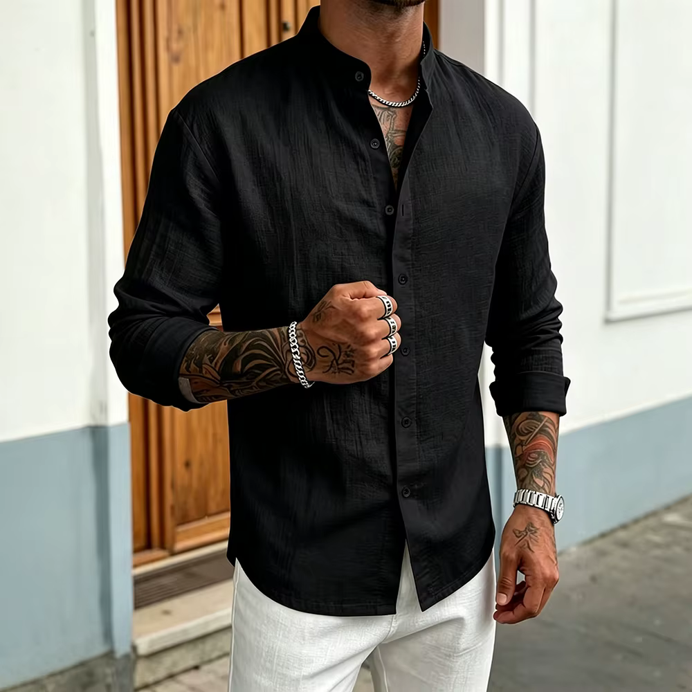 Chemise en coton et lin pour homme