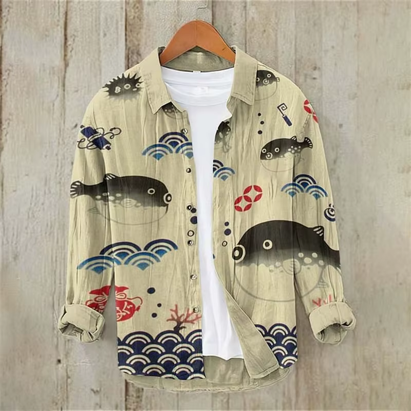 Chemise à manches longues en lin pour hommes