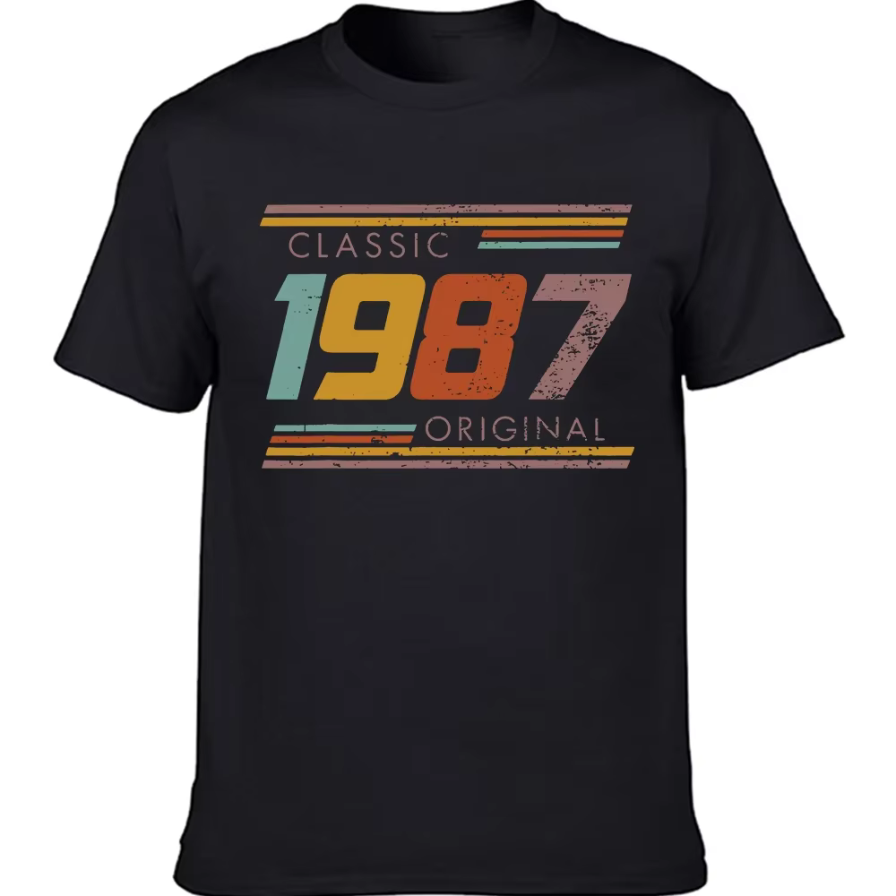 Classique 1987 Original Vintage édition rétro anniversaire t-shirts été graphique coton Streetwear à manches courtes cadeau T-shirt