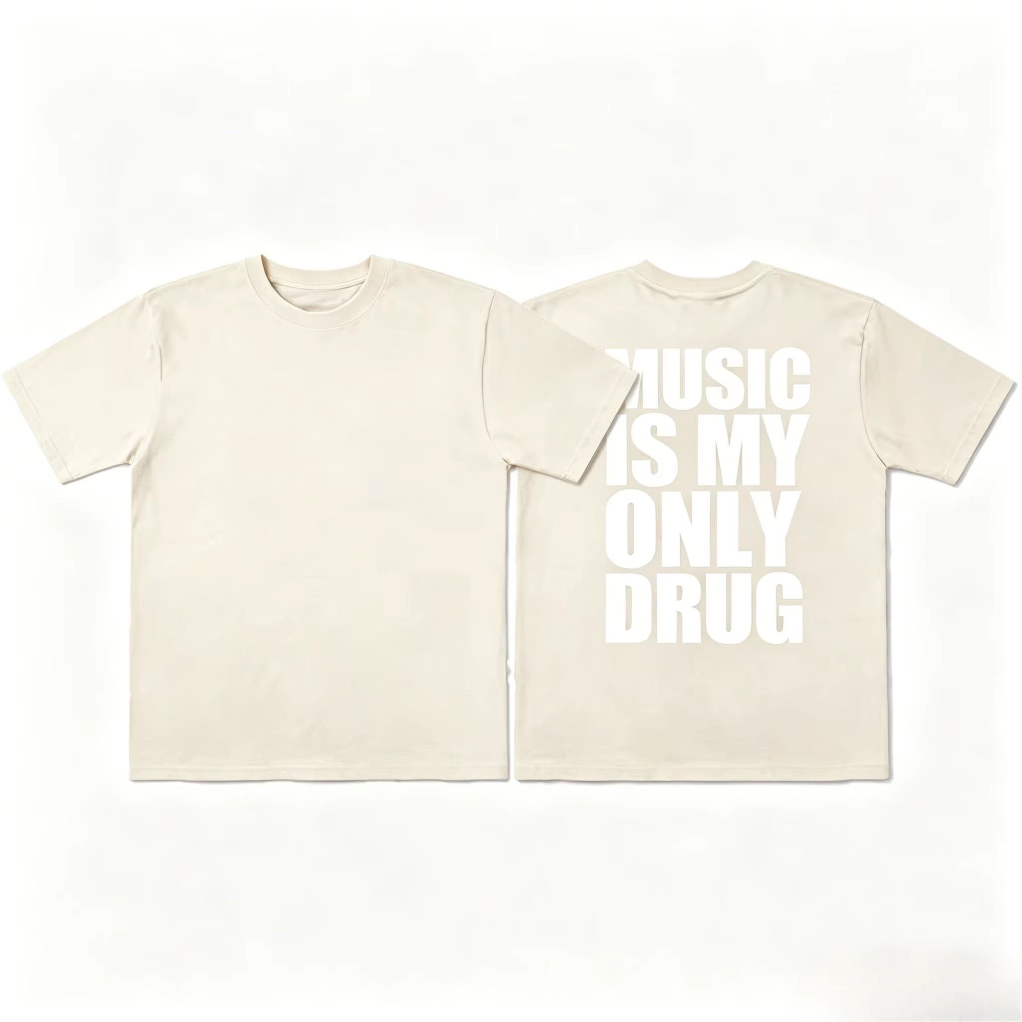 T-shirt à imprimé graphique humoristique 'La musique est ma seule drogue' - Collection Été 2026 - Vêtements pour hommes et femmes - Mode streetwear