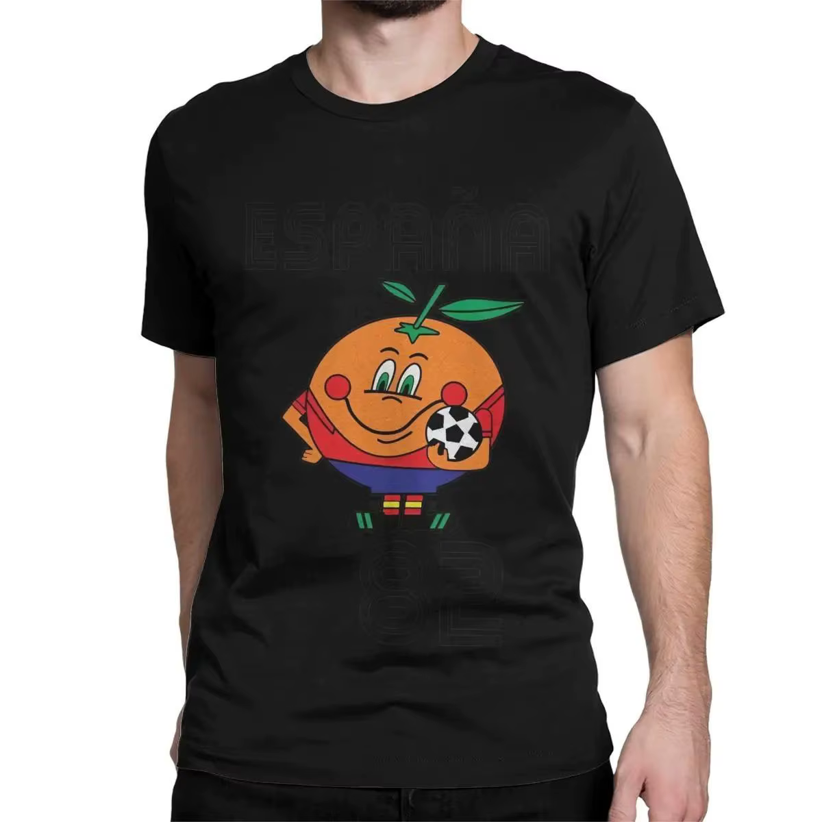Nouvelle Collection 2026 – T-shirt Basique Quotidien Rétro à Imprimé Lettres et Dessins Animés Thème Football Européen Vintage