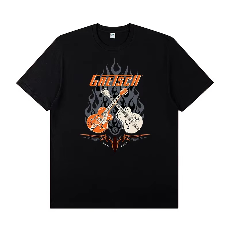 Gretsch guitare électrique Instrument périphérique T-shirt à manches courtes groupe de Rock plomb chanteur pratique
