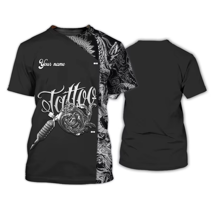 Mode tatouage artiste T-shirts vêtements de travail été décontracté nom personnalisé à manches courtes 3D imprimé
