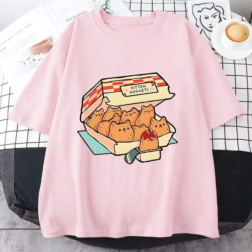 Chaton pépites heureux T-Shirts femmes Kawaii/mignon haute rue