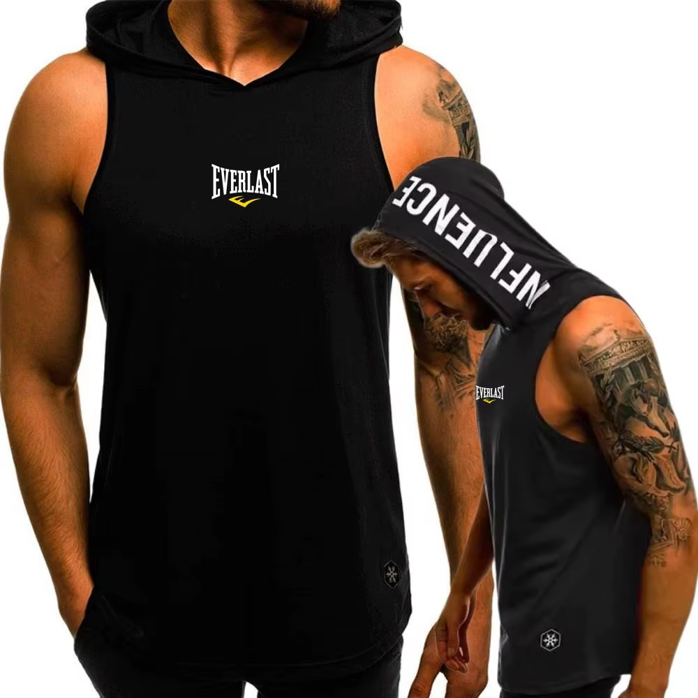 Everlast Gilet décontracté hommes à capuche maillot de corps t-shirt musculation coupe musculaire débardeur gymnase