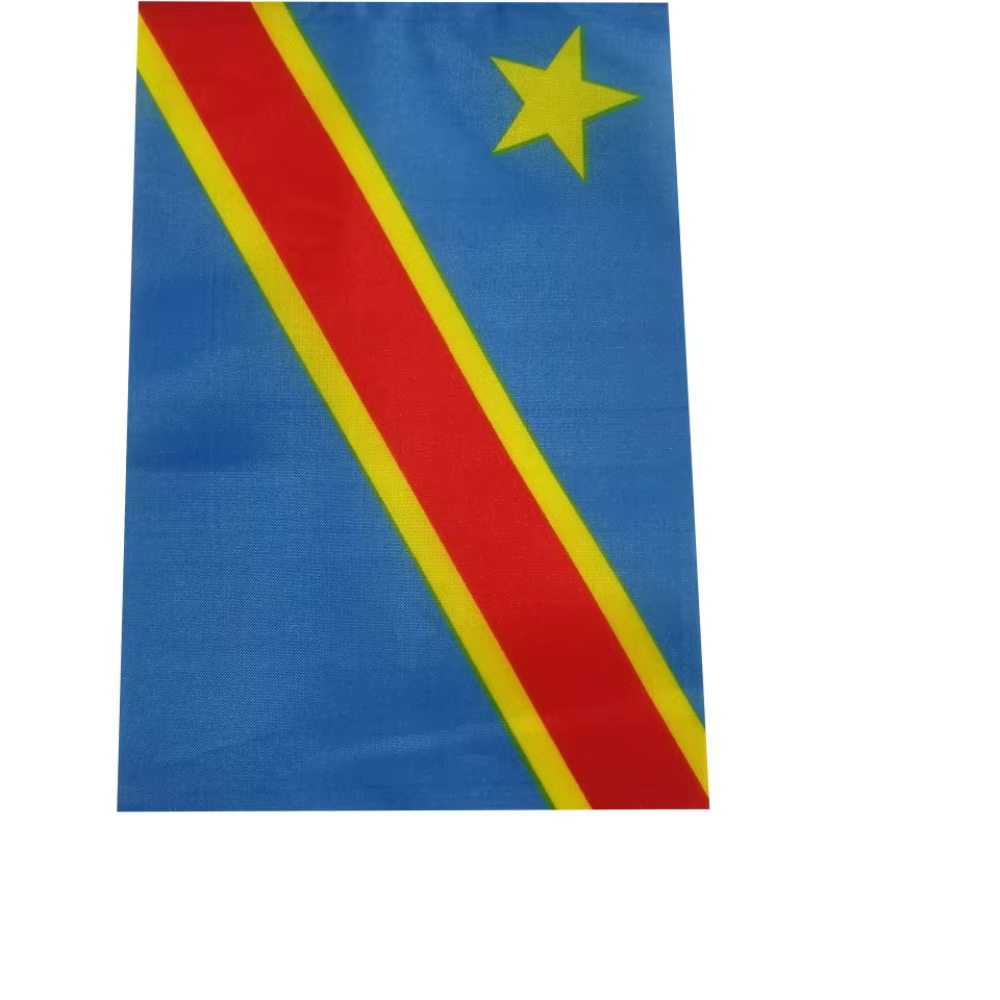 Bannière de la République démocratique du Congo, drapeau ondulé à la main, 14x21 cm, bannière de la république de la Congo, drapeau ondulé à la main
