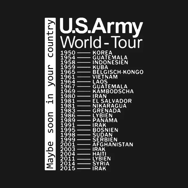 L'armée américaine World Tour T-Shirt 100% coton col rond été manches courtes décontracté hommes
