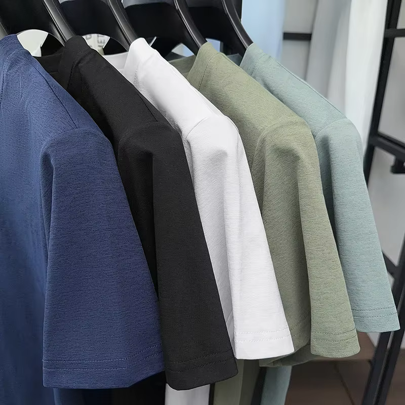 T-shirt Henley uni à manches courtes pour homme
