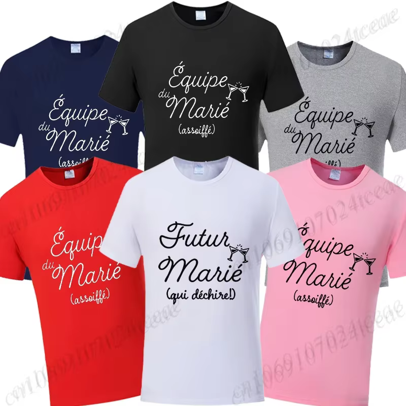 Evg Team Future marié homme t-shirts dernière nuit de liberté chemise français hommes Bachelor Party Squad T-shirt fiançailles hauts de mariage