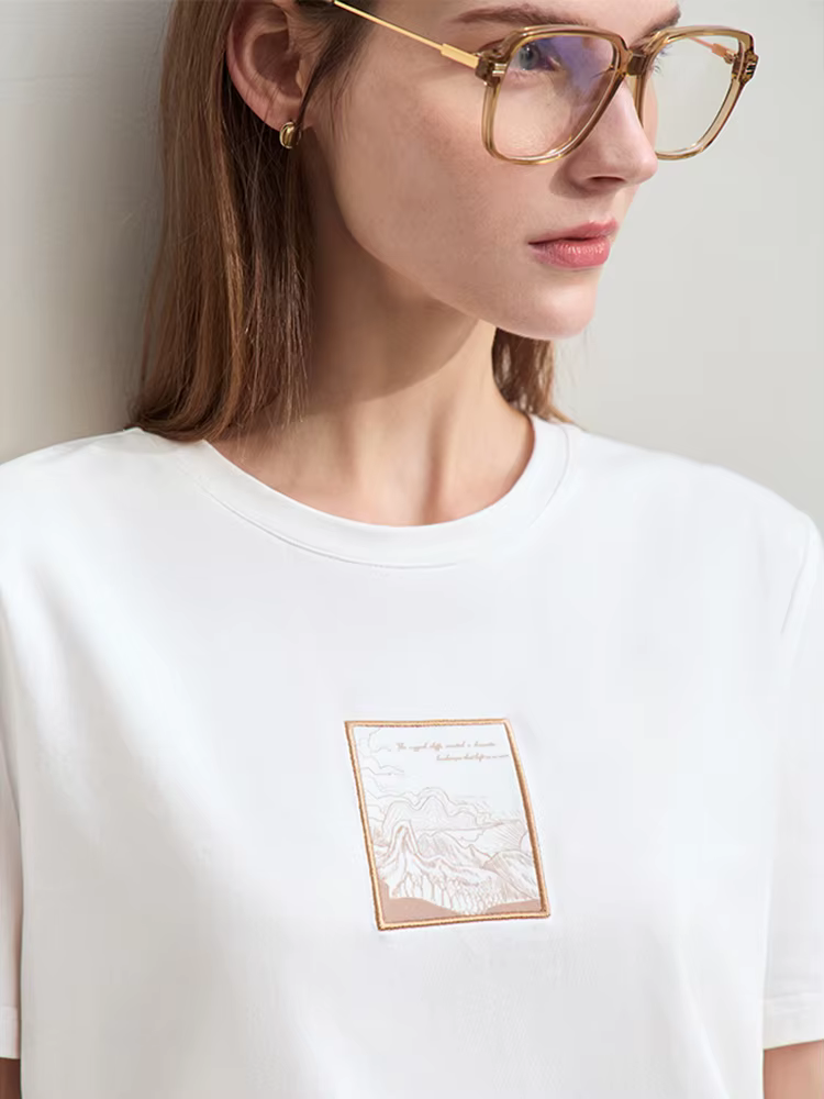 Amii-T-shirt manches courtes col rond femme