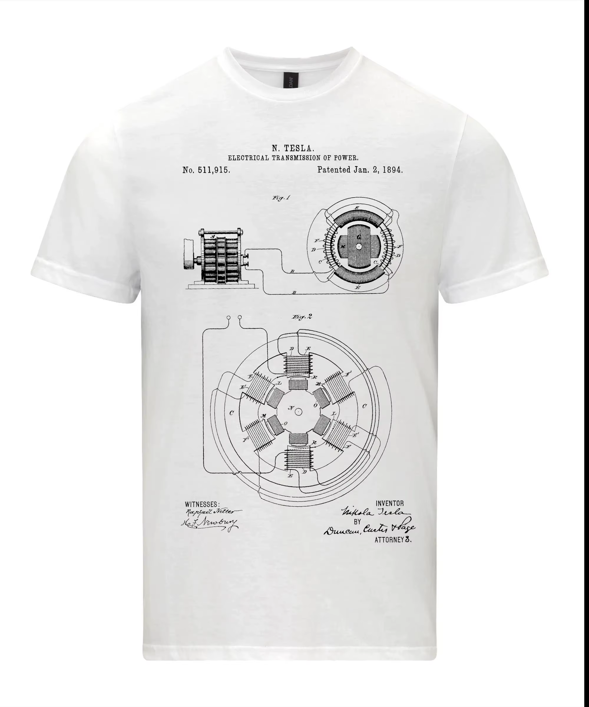 Nicola Tesla Transmission électrique brevet Art plan T-Shirt graphique t-shirts rétro Streetwear cou à manches courtes