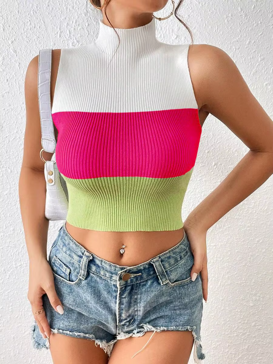 Pull à col roulé multicolore pour femme