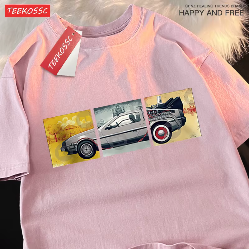 Retour vers le futur film voiture t-shirt hommes dessins animés vêtements