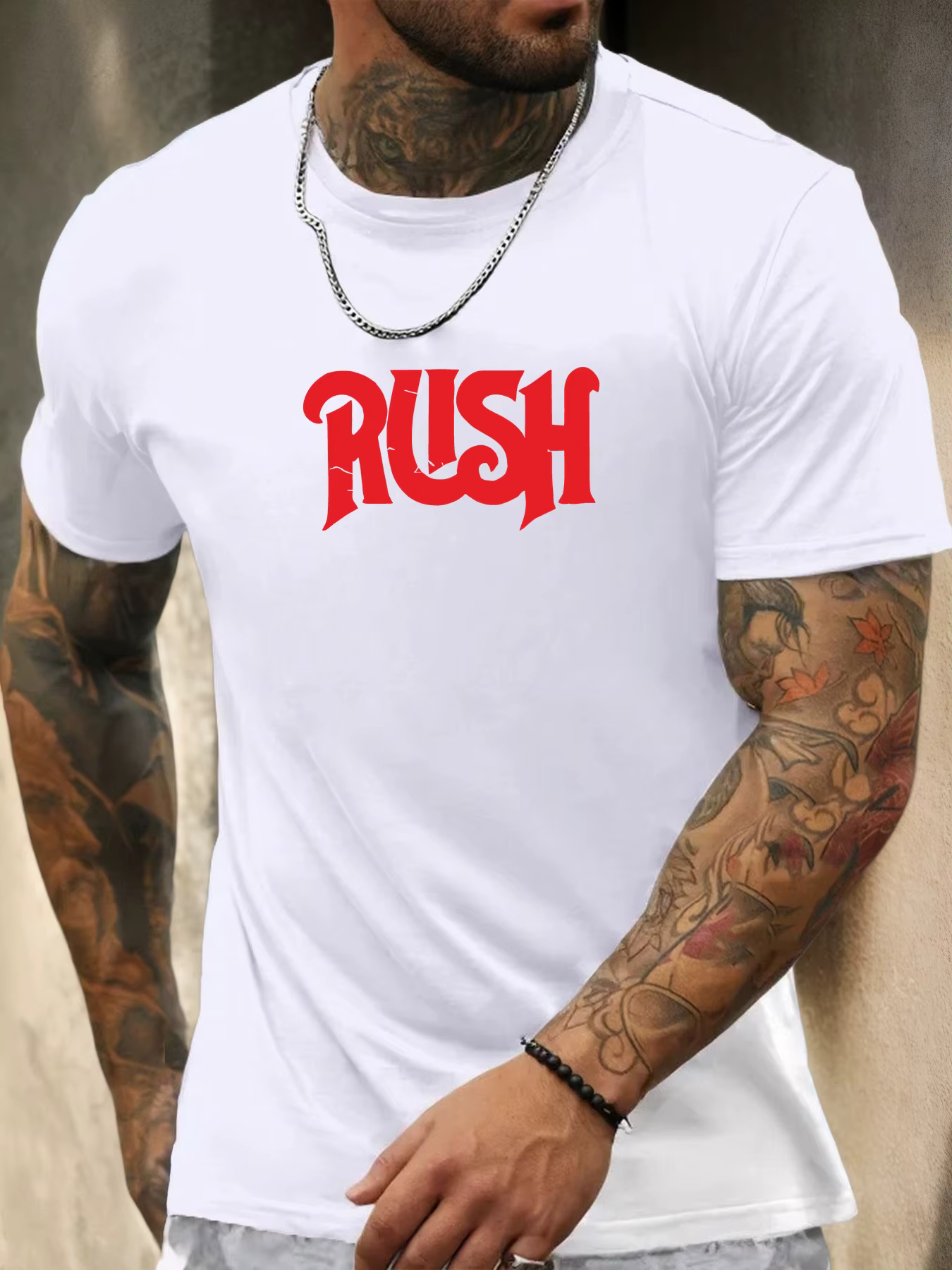 T-shirt à manches courtes rush chemise imprimée à motif 100 % coton pour hommes été col rond respirant mode décontractée