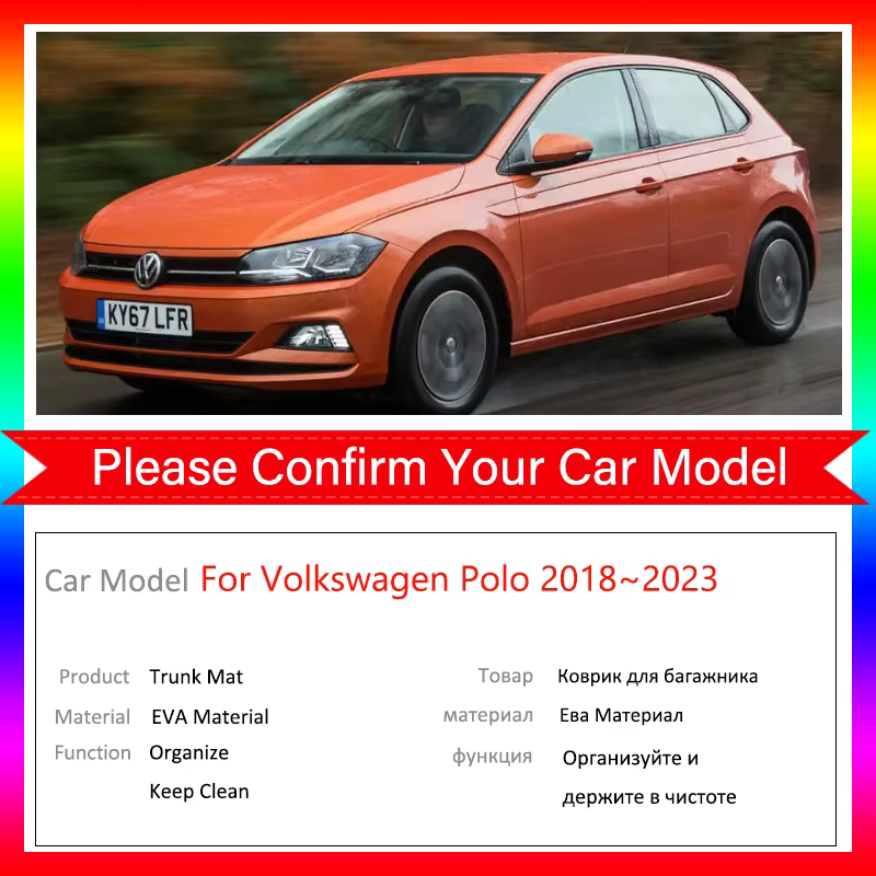 Tapis de chargement pour coffre de voiture, pour Volkswagen VW Polo MK6 2018 ~ 2023 2019 2021 2023, accessoires de sol à hayon, plateau de coffre arrière