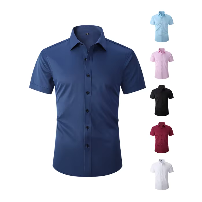 Chemise noire à manches courtes pour homme