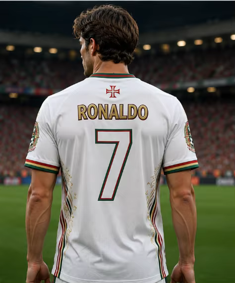 T-shirt de football Portugal 2026 à col en V, tendance rétro, mode urbaine, blanc, polyvalent, respirant, séchage rapide