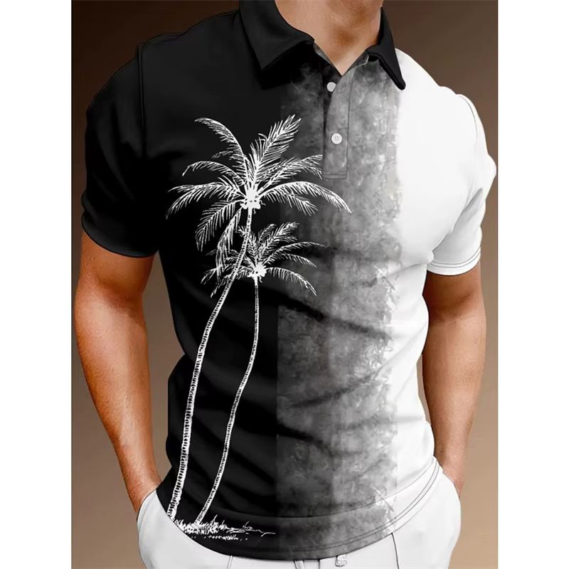 Polo graphique Icide optique pour hommes, t-shirts College 3D géométriques, haut à revers décontracté extérieur, t-shirts Street At à manches courtes