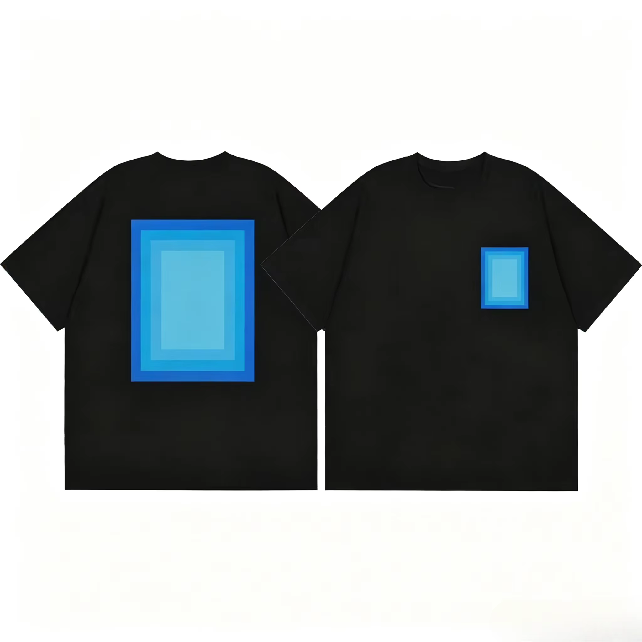 T-shirt en coton unisexe Minimal Casa Blanca avec imprimé bleu sur le devant et le dos
