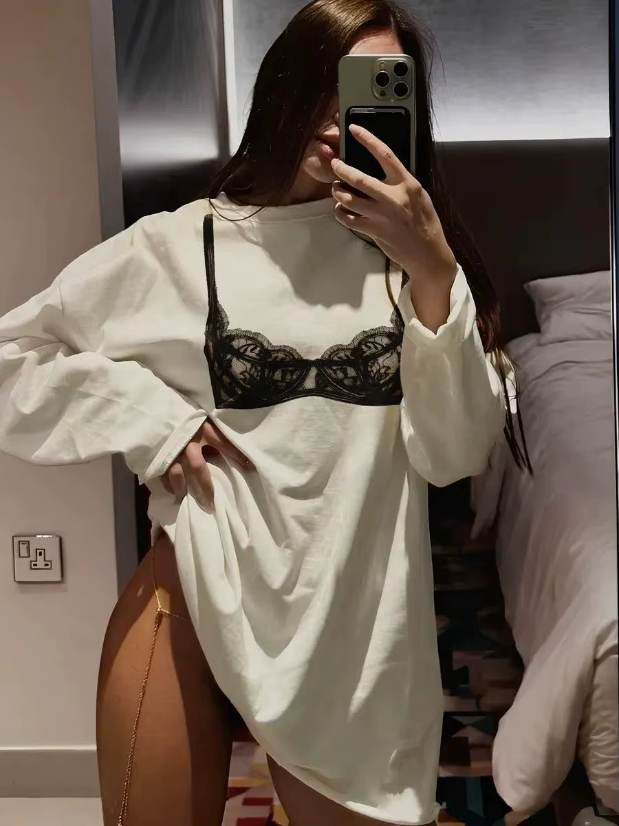 T-shirts décontractés à manches longues en coton pour femmes, imprimés personnalisés, style rétro américain, mignons et amusants