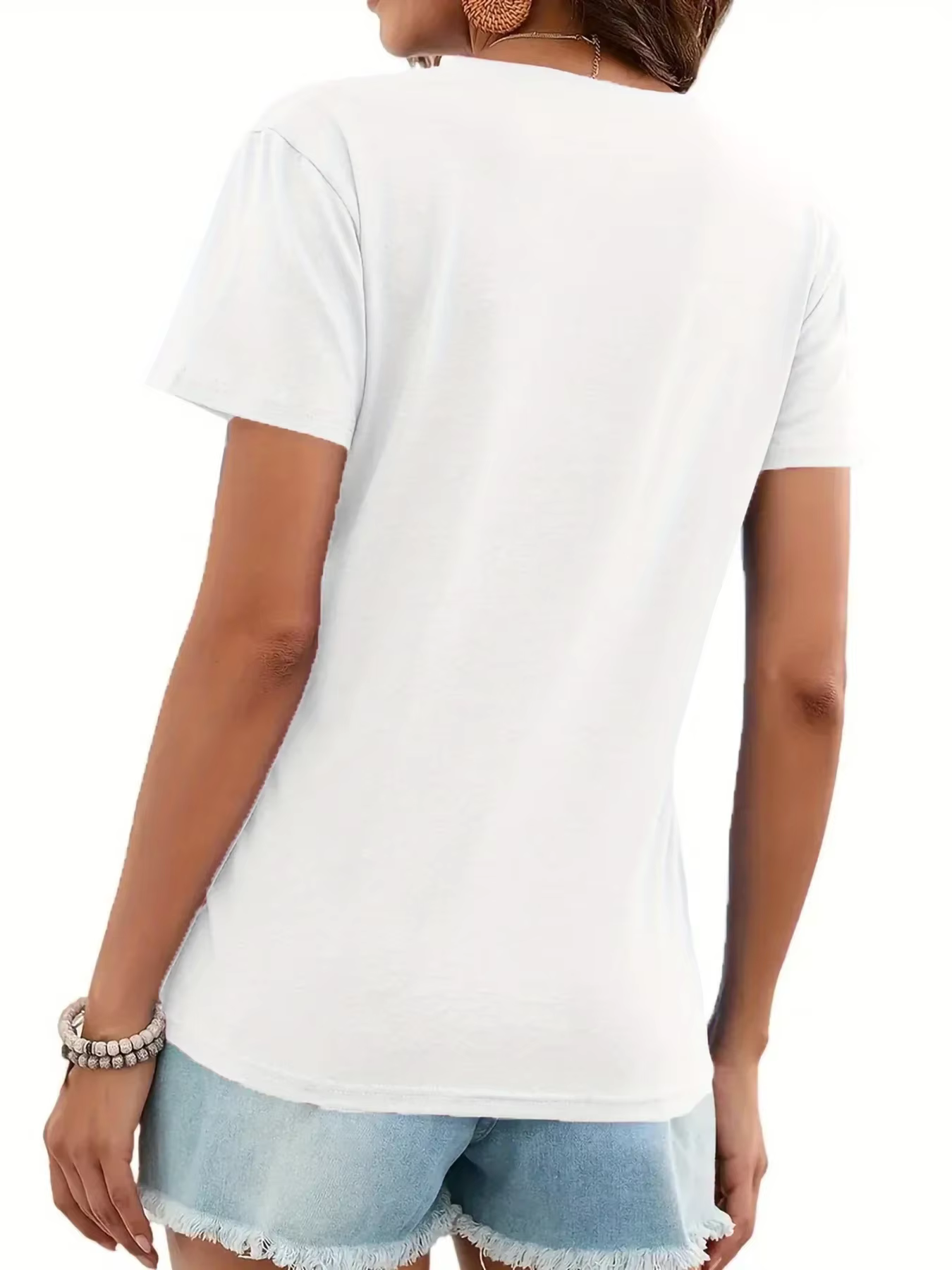 Charmant chat imprimé T-Shirt pour femmes décontracté col rond haut à manches courtes Style urbain