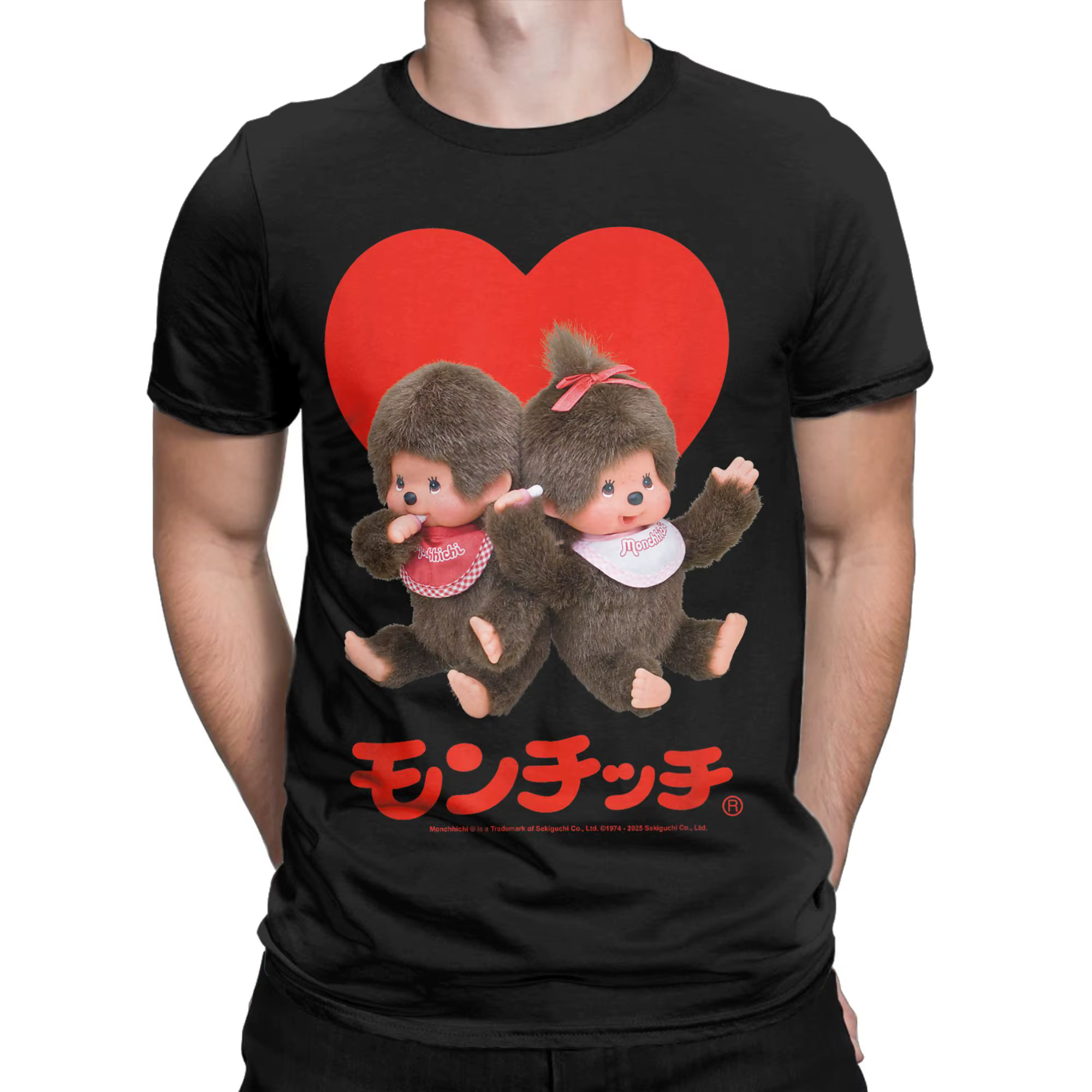 Monchhichi saint valentin mignon petit moelleux Duo T-Shirt pour hommes col rond manches courtes