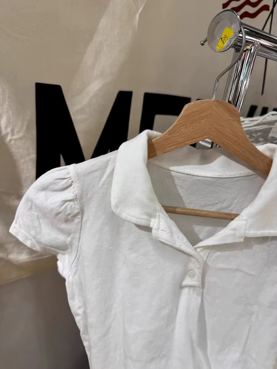 Mignon Polo blanc T-shirt femmes été nouveau Strweetwear coton col rabattu manches courtes t-shirts doux Style Preppy
