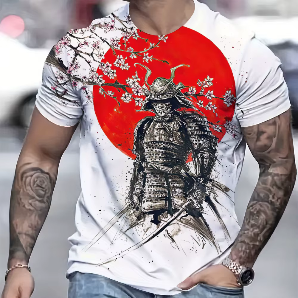 T-Shirt à Manches Courtes et Col Rond pour Homme