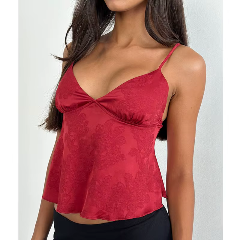 Femmes Satin Camisole Sexy haut court mode Streetwear Camis été ample réservoirs décontractés été Blouse Spaghetti