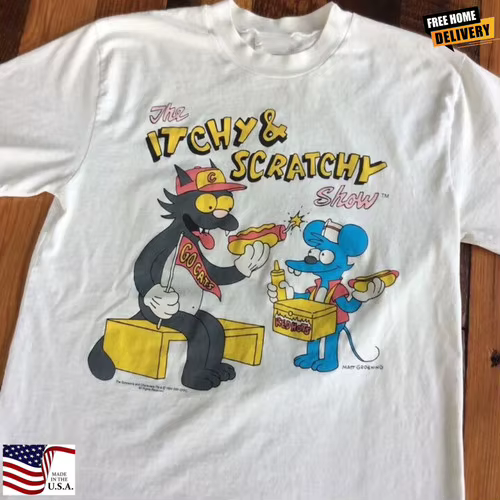 Les Simpsons-démangeaisons et Scratchy Show T-shirt unisexe
