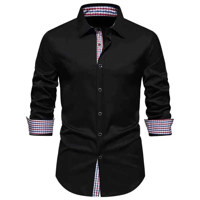 T-shirt à carreaux à manches longues pour hommes