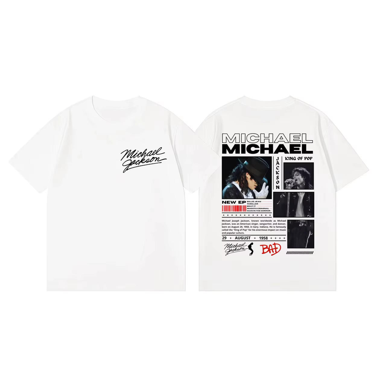 T-shirts graphiques Michael Jackson classiques 2026 – T-shirt décontracté ample à manches courtes pour hommes et femmes