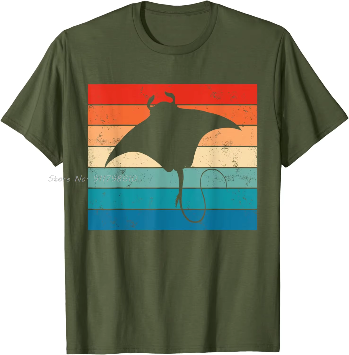 T-shirt en coton nouveau Animal marin plongée sous-marine Stingray rétro Manta Ray unisexe hauts t-shirts été vêtements