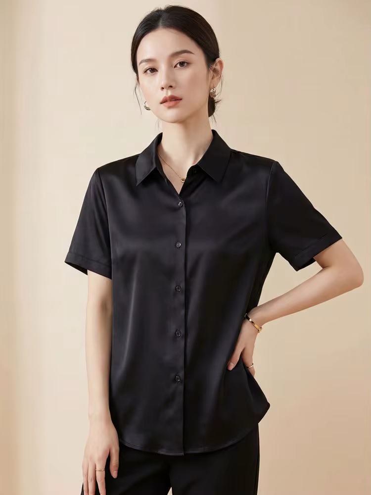 T-Shirt en soie de mûrier chemise à manches courtes pour femmes nouvelle
