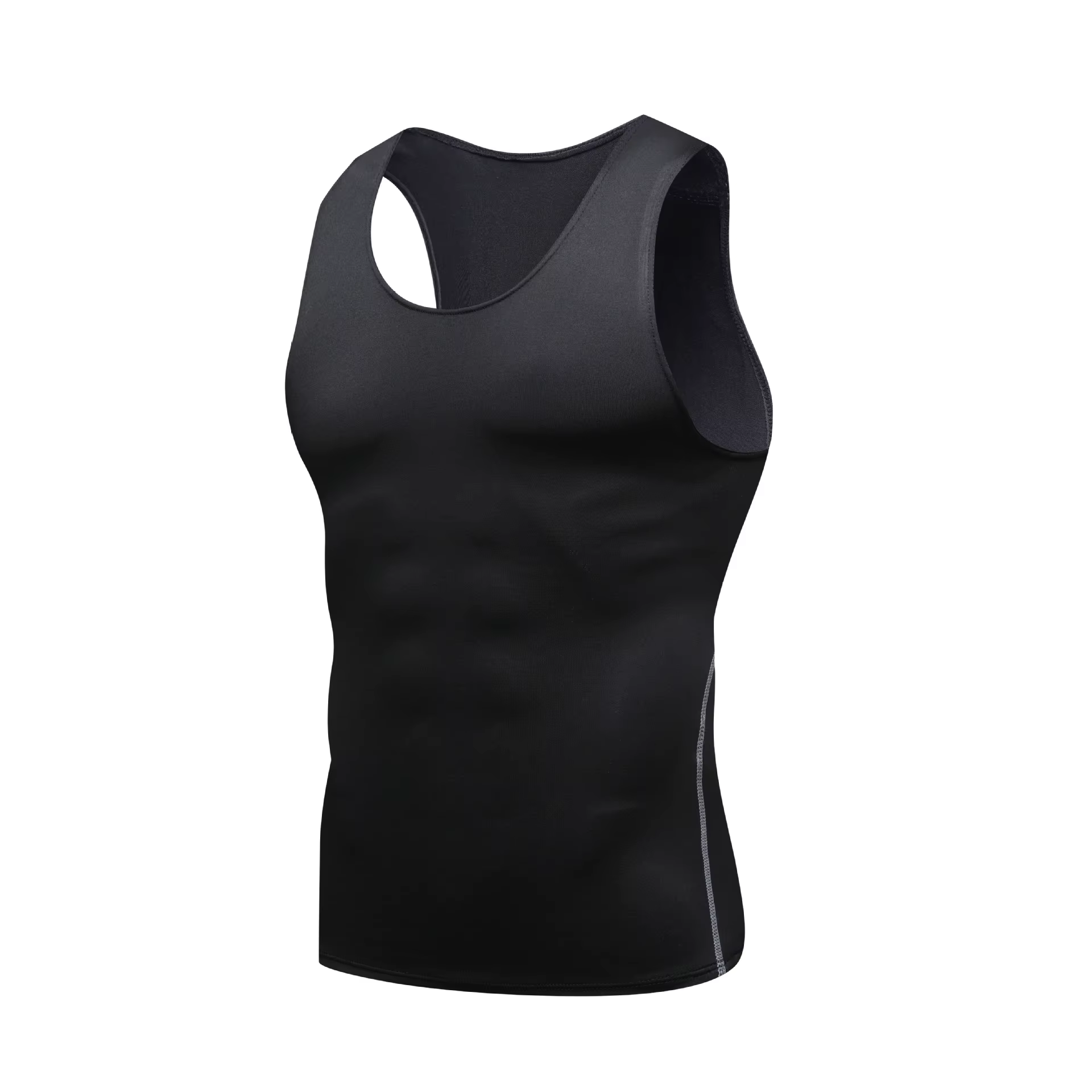 Nouveau T-shirt extensible ajusté sans manches pour hommes