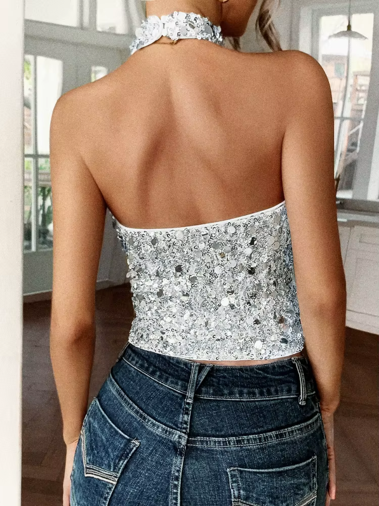 Débardeur d'été à paillettes pour femme