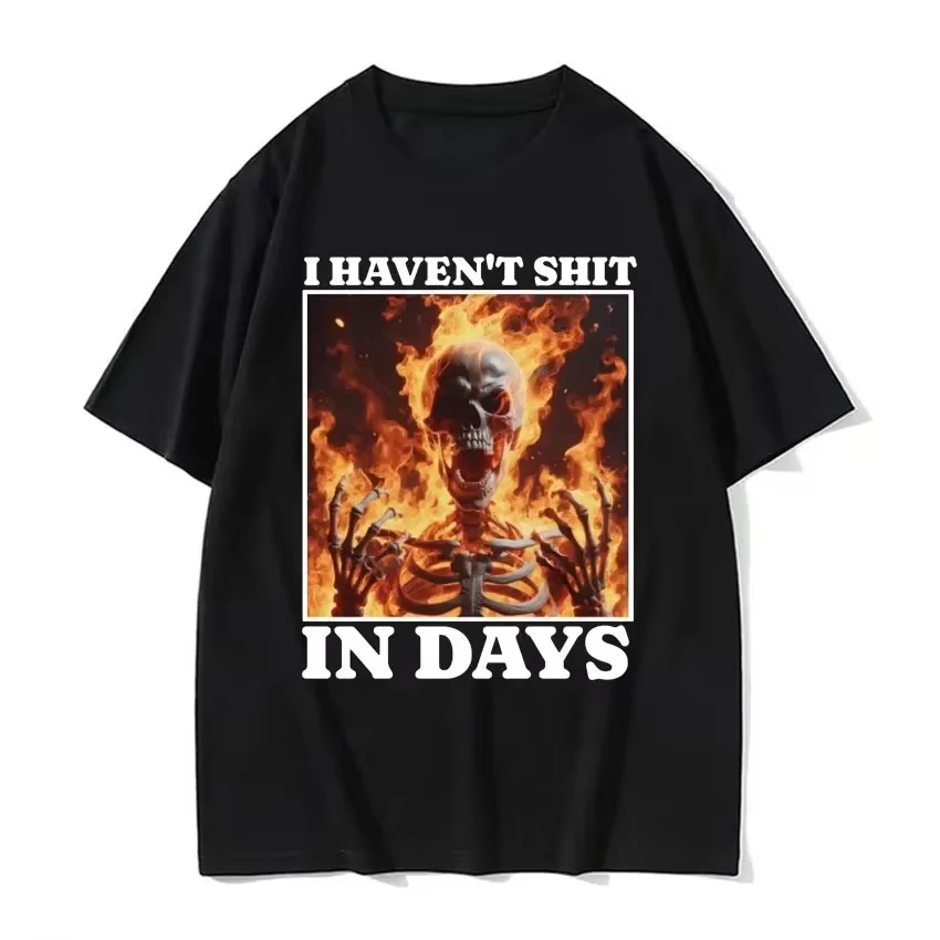 Je n'ai pas merde dans les jours T-shirt drôle squelette ferrique Meme T-shirts hommes femmes Harajuku gothique