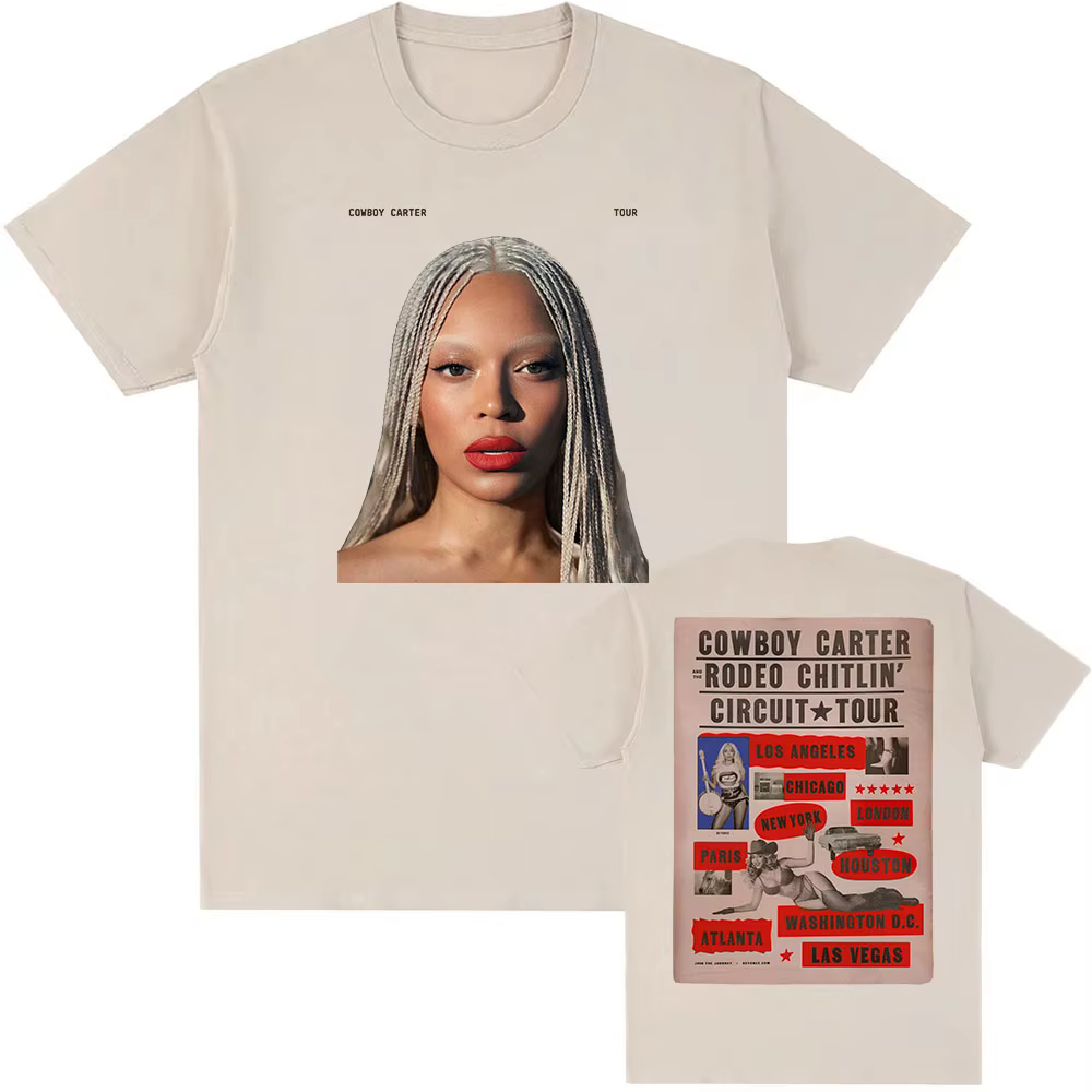 Beyoncé COWBOY CARTER TOUR 2025 T-shirt coton été femmes hommes t-shirts à manches courtes col rond